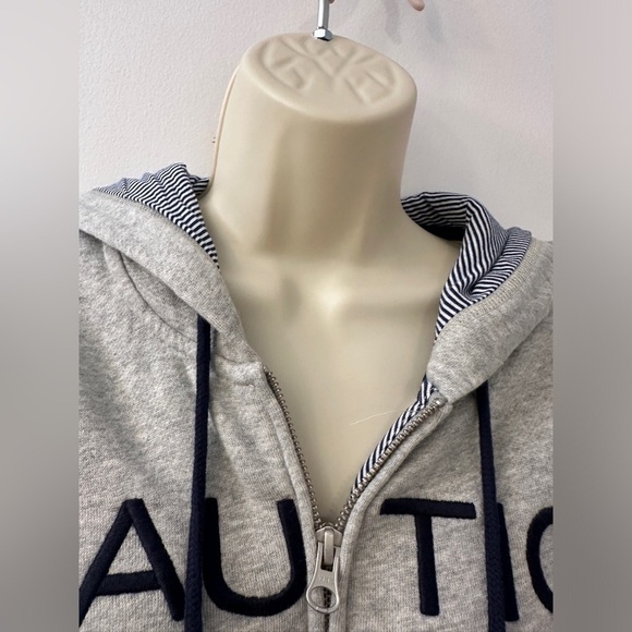 Nautica Women’s Full Zip Hoodie Cotton Gray, Size Logo Front Size Medium - Picture 3 of 12